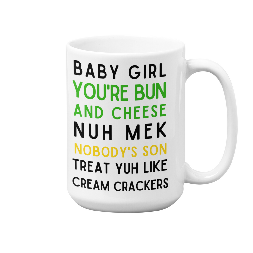 Jamaican Mug | 15oz High-Quality Ceramic | Bun & Cheese